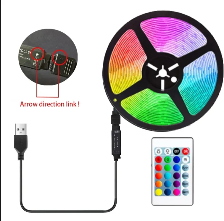 5M Led Light with USB Plug 24 Keys 5050 Multicolor RGB TV Background Light Bar Game Room Family Party Decoration Night Light - Image 5