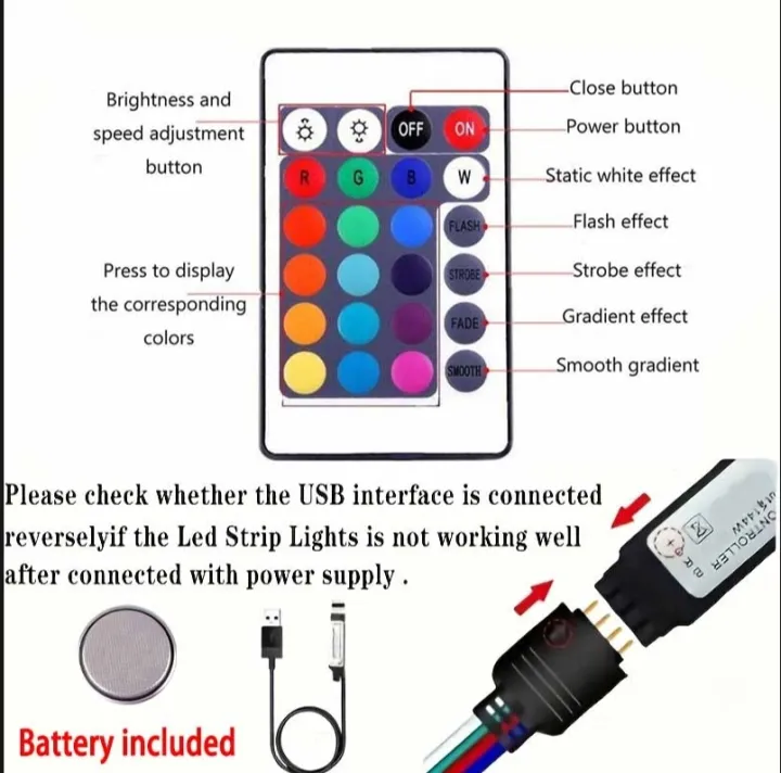 5M Led Light with USB Plug 24 Keys 5050 Multicolor RGB TV Background Light Bar Game Room Family Party Decoration Night Light - Image 4