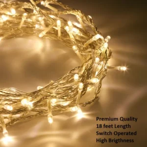 Good Quality 20 ft fancy Golden Yellow Fairy Light String Still - Ideal for Eid Milad Melad Mirror Ring Light Garden Wedding Birthday Party Christmas Home Decoration items Non LED